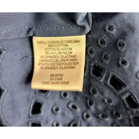 BCBG Max Azria Blue Short Sleeve Dress Eyelet Hem Back Zipper 0 Petite - Picture 7 of 10